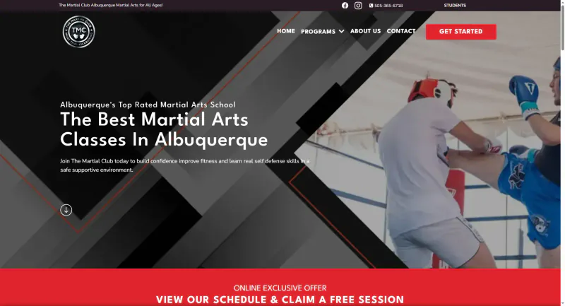 The Martial Club website