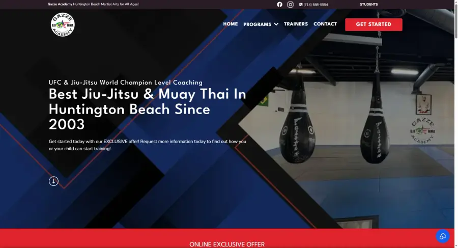 The full homepage of Gazze Academy's website, gazzeacademy.com, designed by Veuze Media