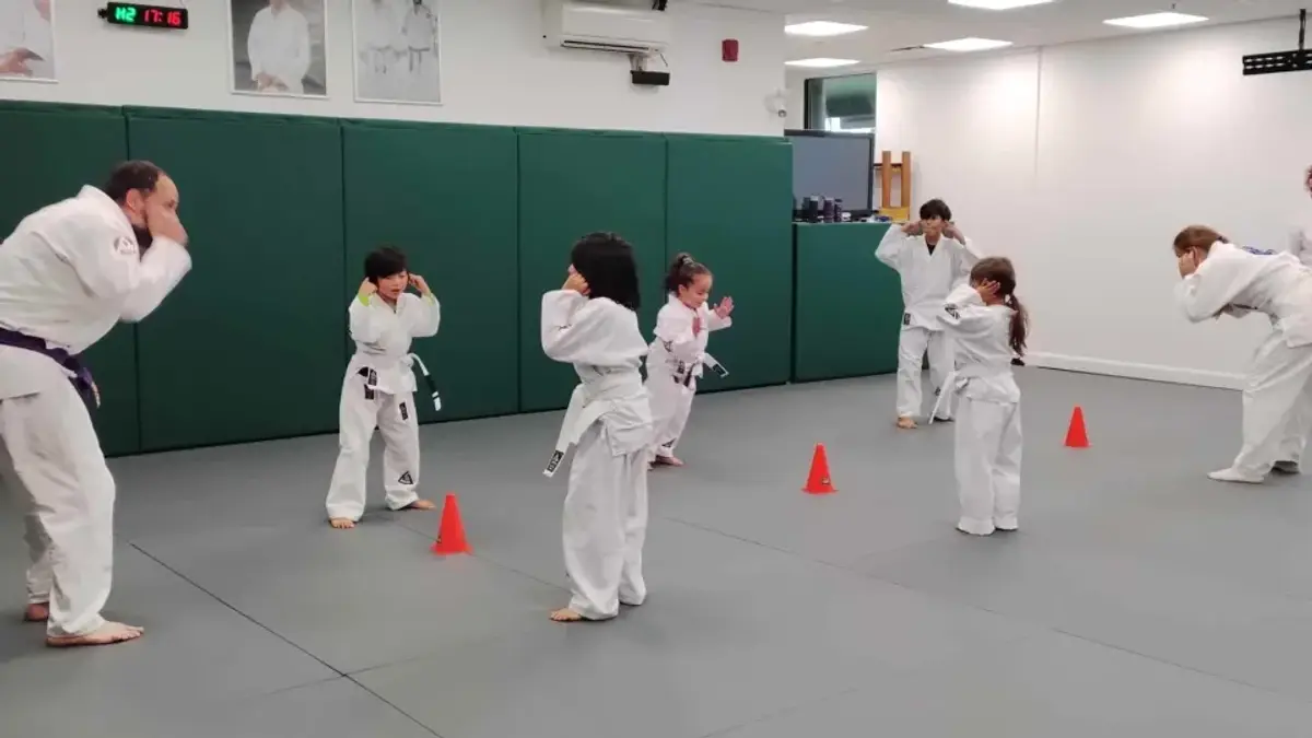 The kids class at Gracie Jiu Jitsu St. Nicolas, before