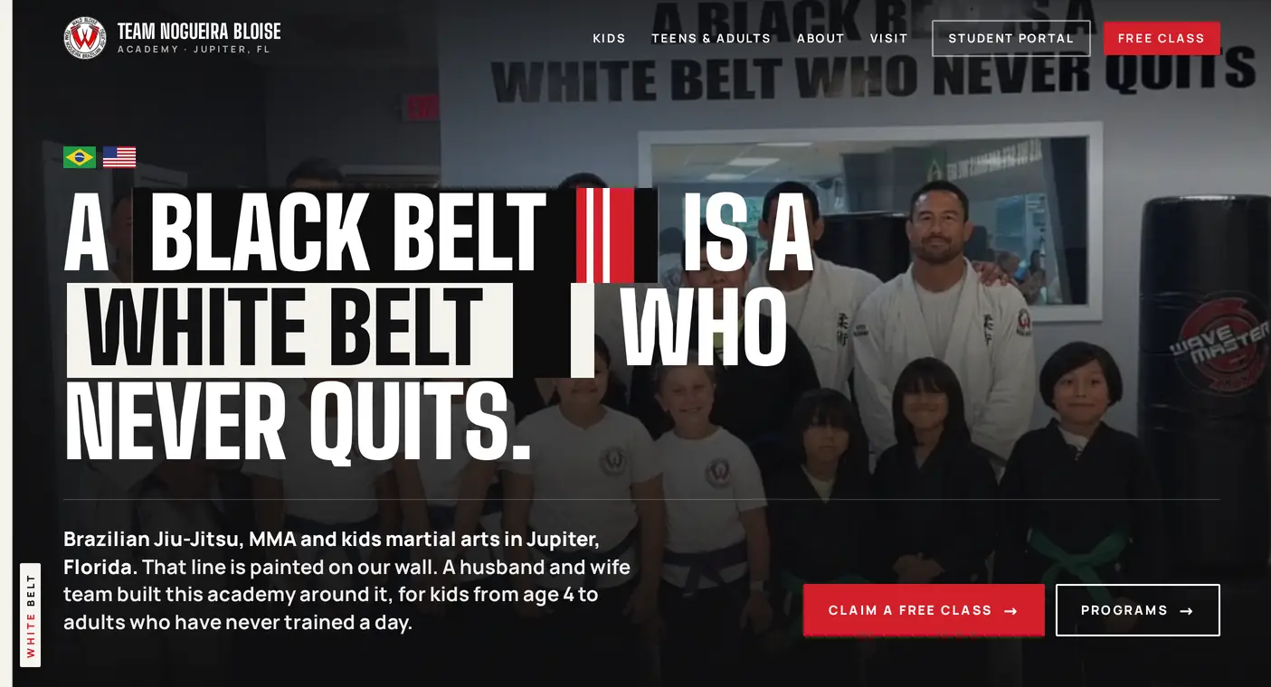 Team Nogueira Bloise Academy website on desktop